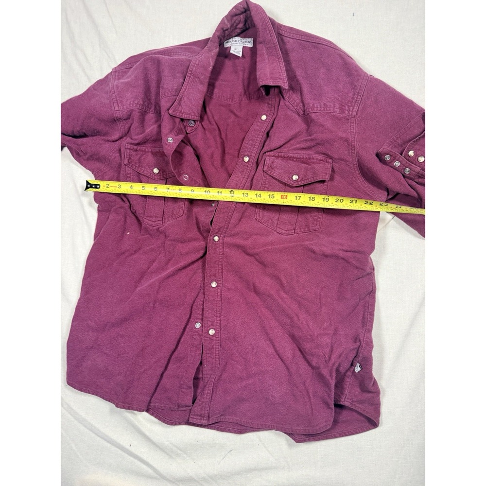 Vintage Moose Creek Western Shirt Mens XL Burgundy Pearl Snap 100% Cotton - Picture 4 of 6